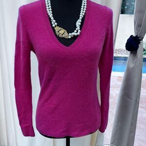 Caslon 100% cashmere Pink V-neck Pullover sweater SZ S